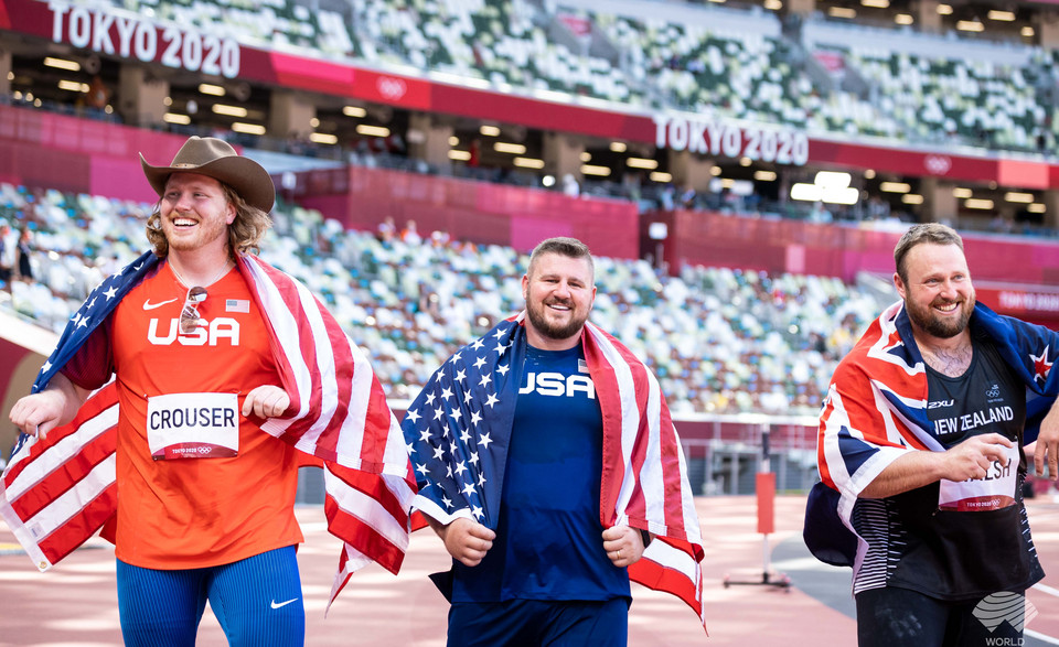 Ryan Crouser, Joe Kovacs, Tom Walsh - Tokyo Olympics - Photo by World Athletics