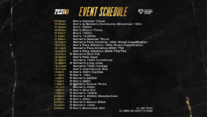 Graphic of the 2025 Prefontaine Classic meet schedule.